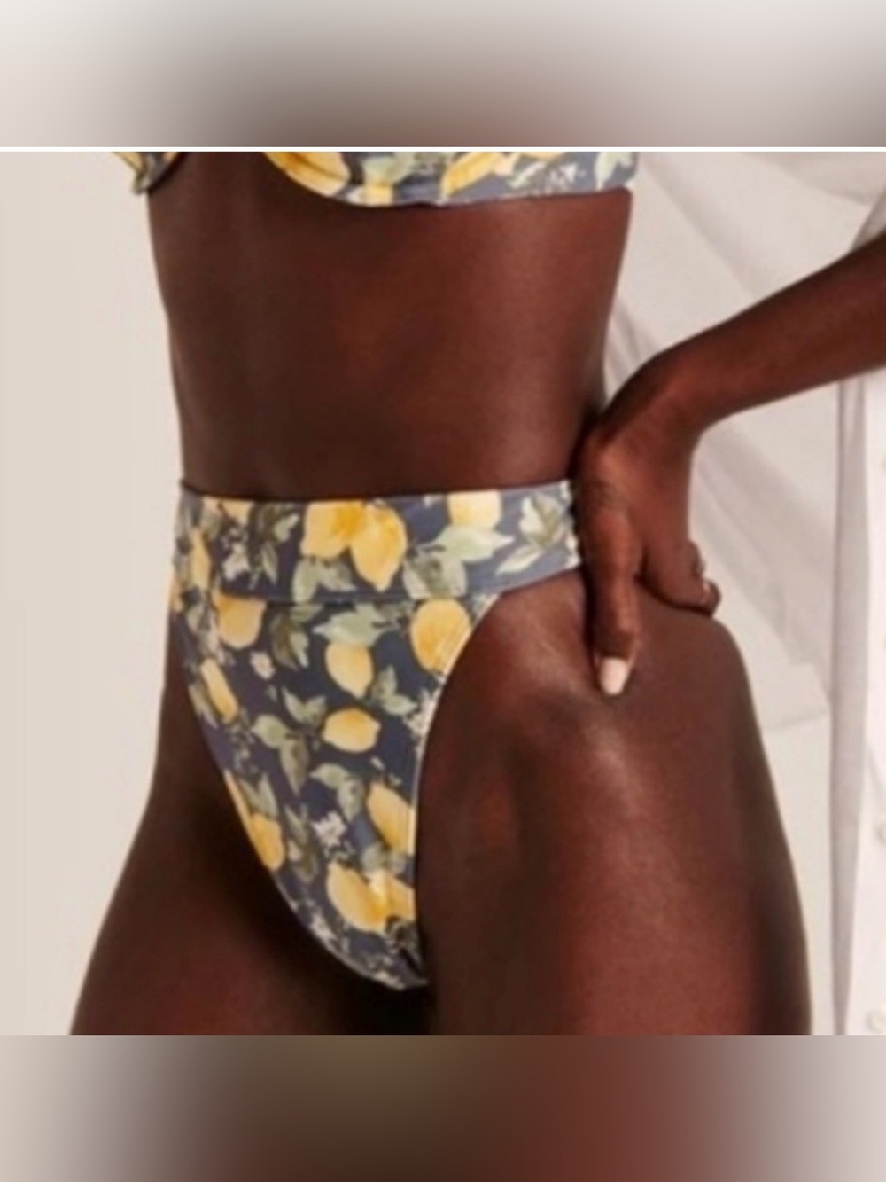 Abercrombie & Fitch High-Waist Lemon Print Bikini Bottoms size Small